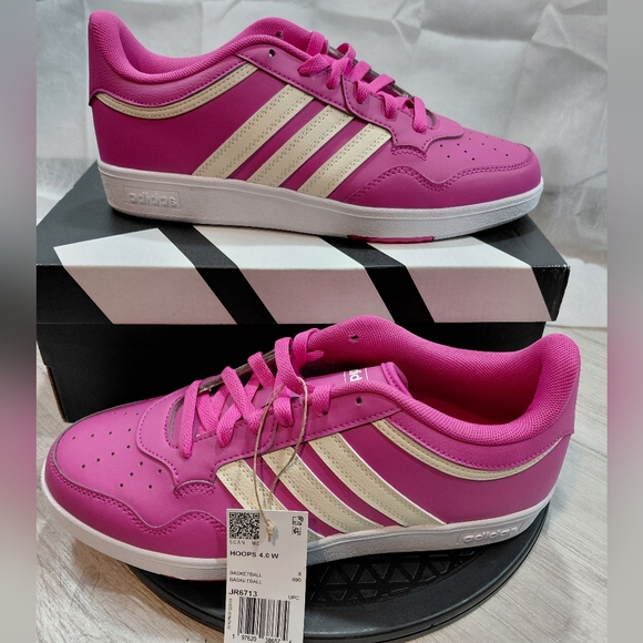 NEW Adidas Women's Hoops 4.0 White & Cream Full Leather Upper SIZE 9.5 Sneakers - Picture 12 of 15